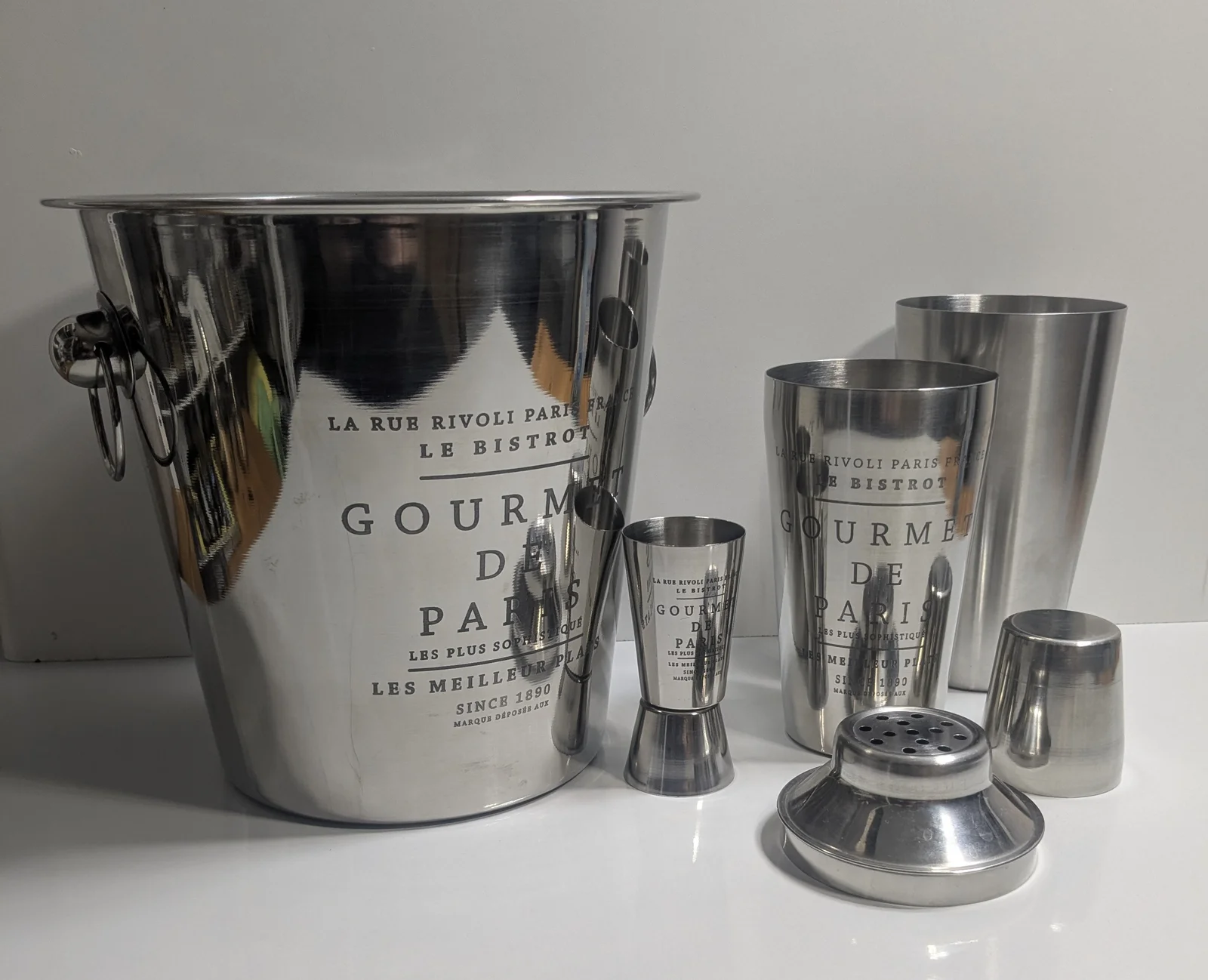 Champagnerkühler Gourmet de Paris Edelstahl Barset Cocktail Shaker Weinkühler