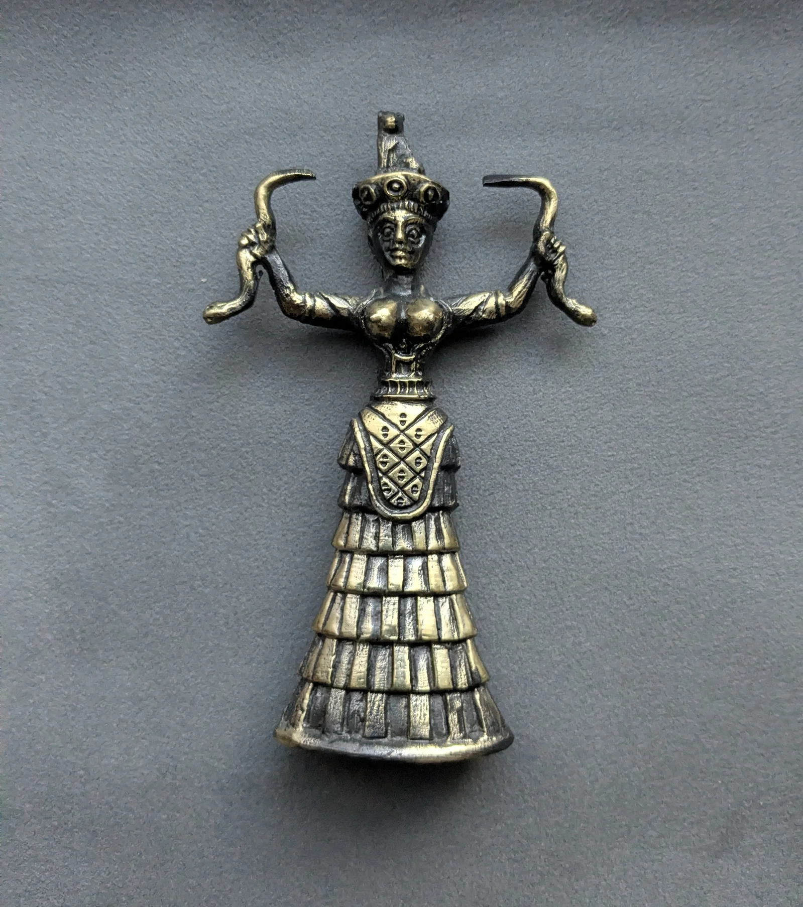 Minoische Schlangengöttin Figur Bronze Messing Skulptur 12 cm Göttin Replik