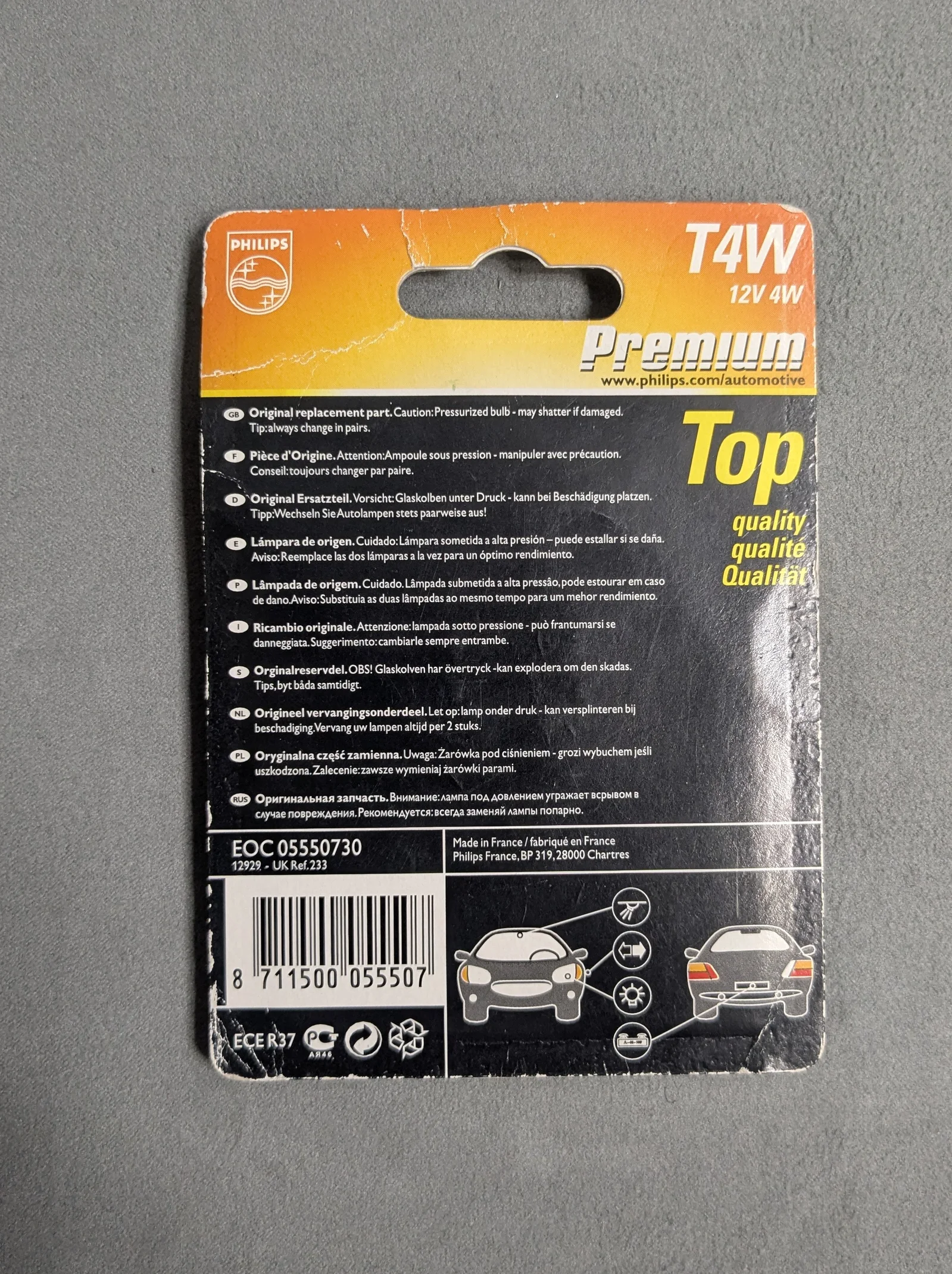 Philips T4W 12V 4W KFZ Glühlampen 2er Pack Signallampe Kontrolllampe Neu