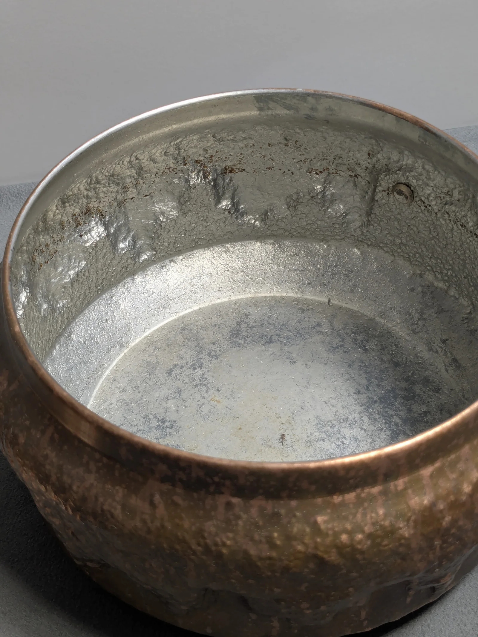 Historische Kupferpfanne mit Deckel 16cm Verzinnt Gehämmert Holzgriff Kupfer Topf