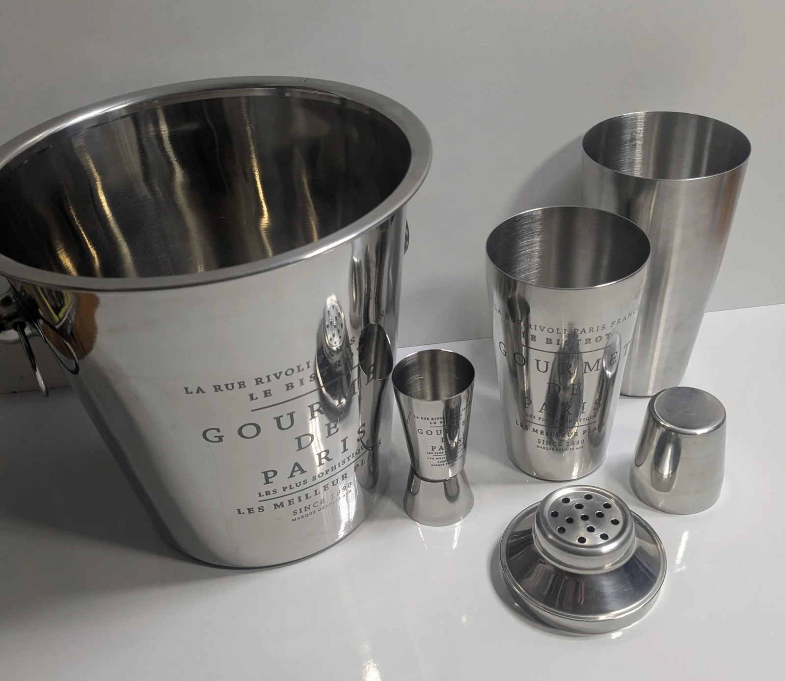 Champagnerkühler Gourmet de Paris Edelstahl Barset Cocktail Shaker Weinkühler