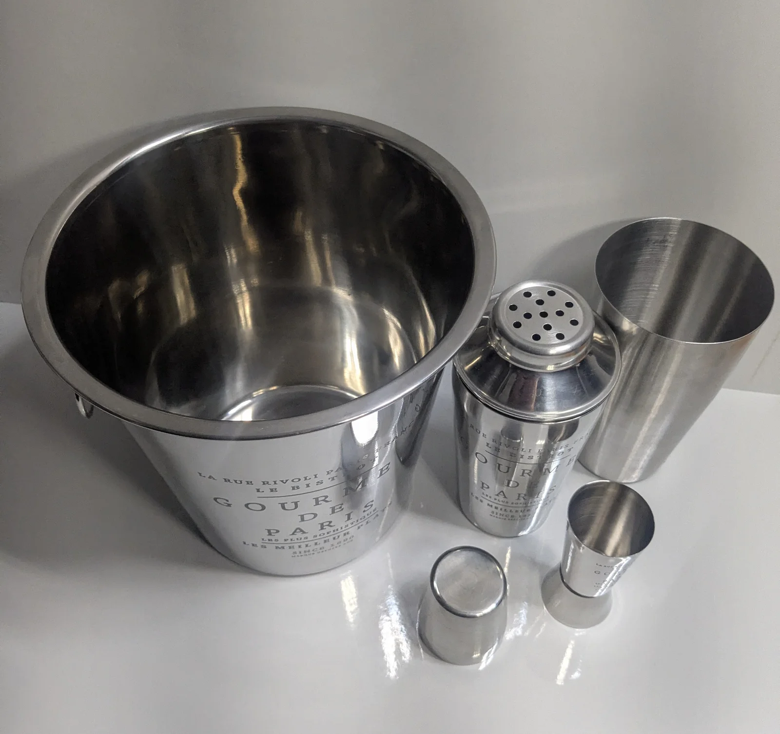 Champagnerkühler Gourmet de Paris Edelstahl Barset Cocktail Shaker Weinkühler