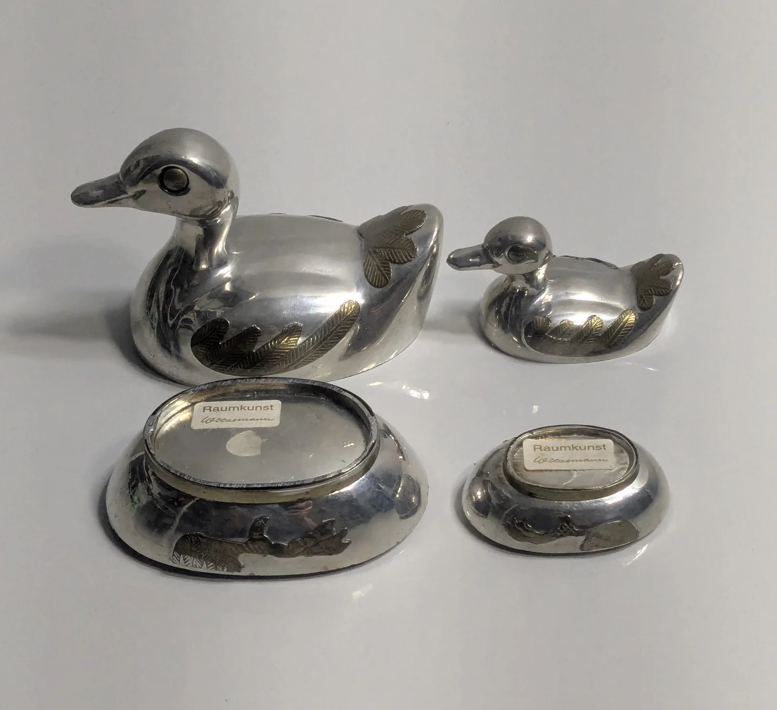 Raumkunst Witzemann Enten Set Deckeldosen Metall Vintage Schmuckdose Bonbonniere