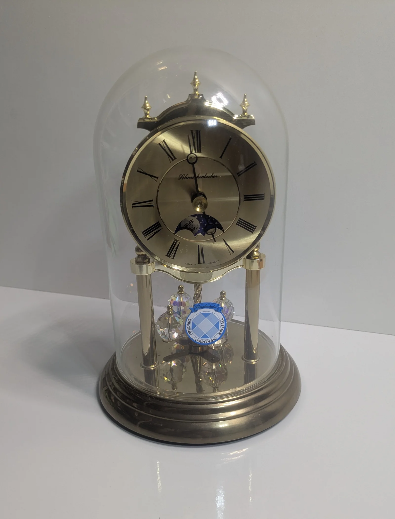 Swarovski Kristall Tischuhr West Germany Schneckenbecher  Teildefekt